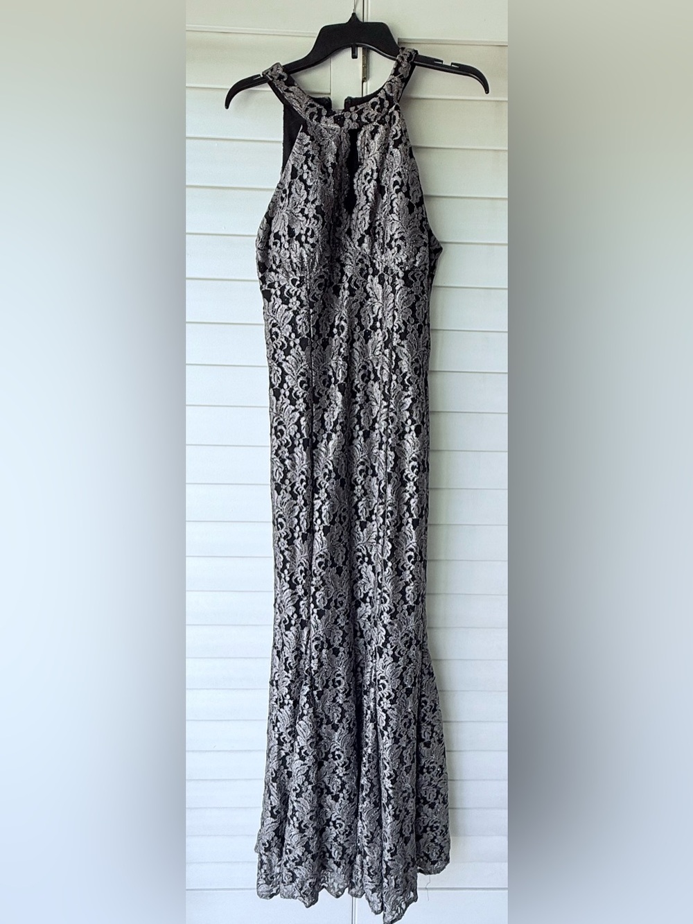 Night Way Collections Black and Silver Lace Evening Gown